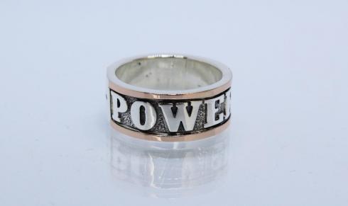 Серебряное кольцо "Powerlifting" с золотыми вставками