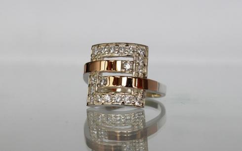 Кольцо из серебра с золотыми вставками