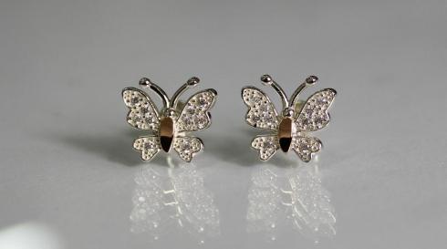 Серебряные пусеты бабочки
